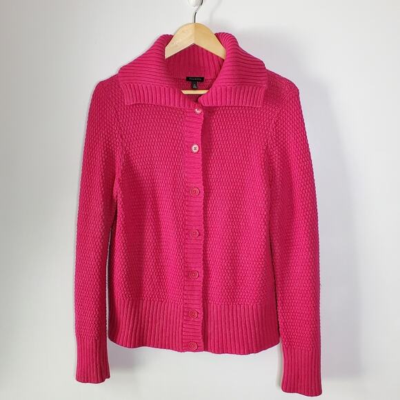 Talbots hot Pink Shawl Neck Cardigan sweater Size Medium - Picture 14 of 14
